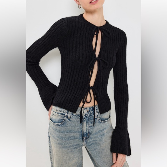 Reformation Rebecca Cashmere Blend Tie Front Cardigan - Picture 1 of 7